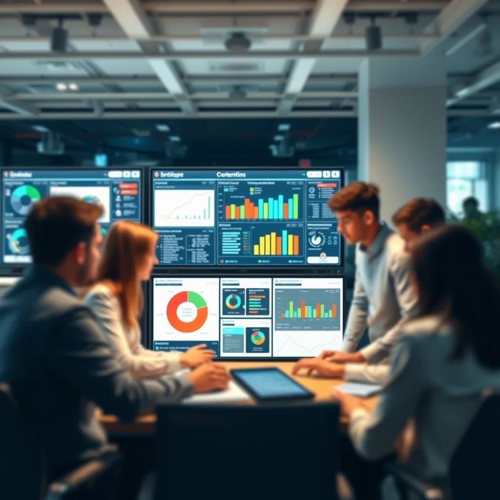 Business-Intelligence-Spezialisten bei der Diskussion und Analyse von Kennzahlen