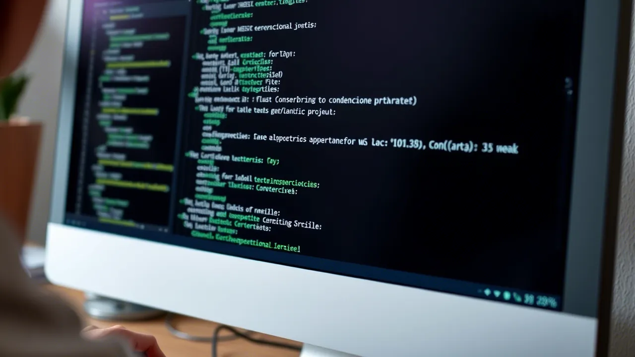 Quellcode in einem Code-Editor auf einem Monitor