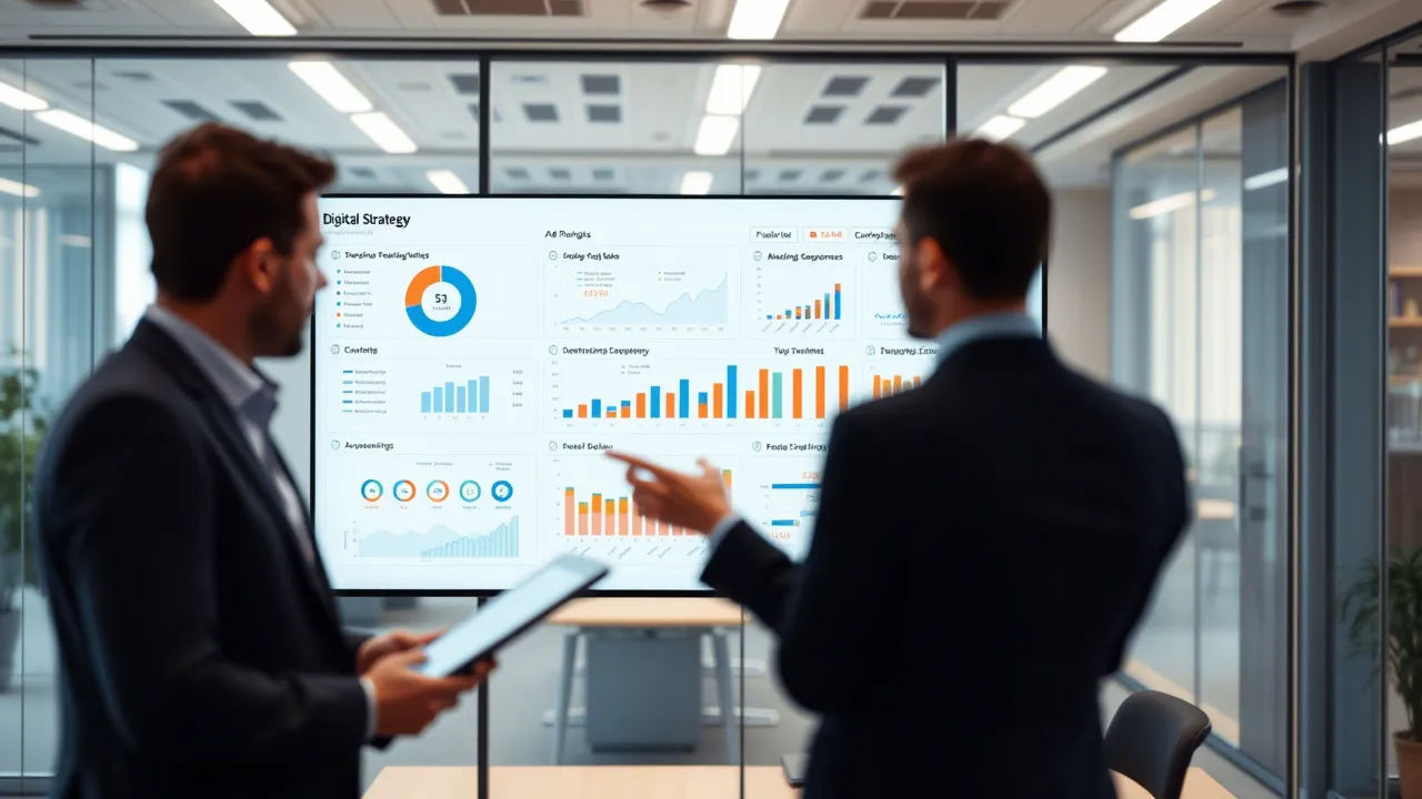 Data Analysten bei der Diskussion und Analyse von Kennzahlen.
