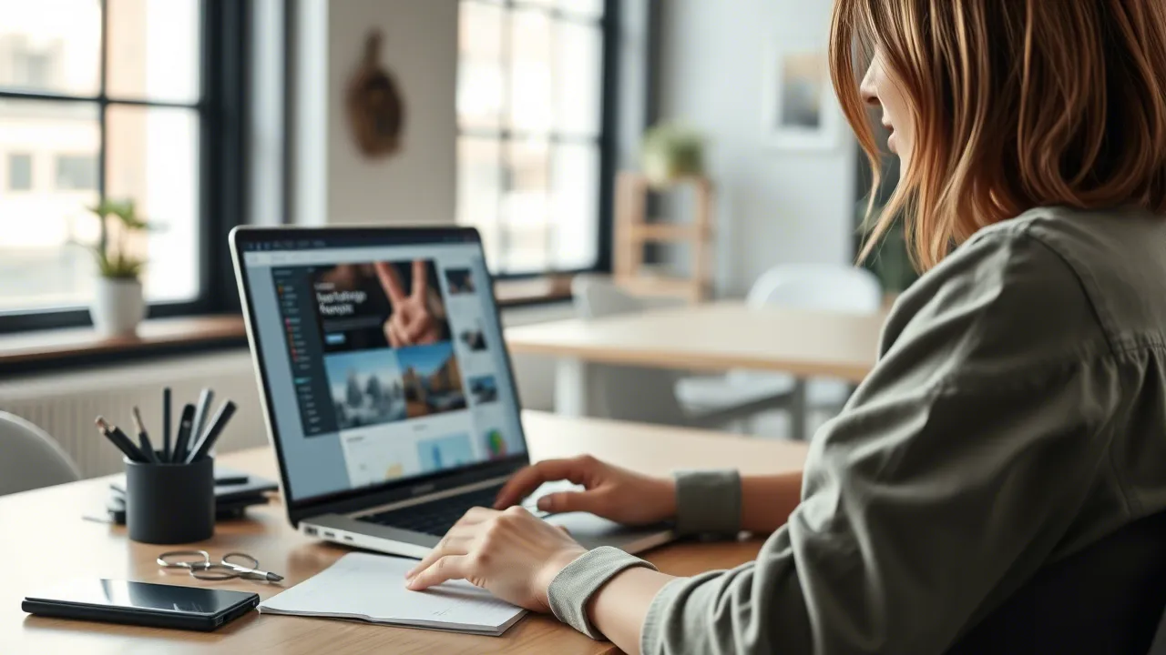 Webdesignerin bei der Erstellung einer neuen Webseite